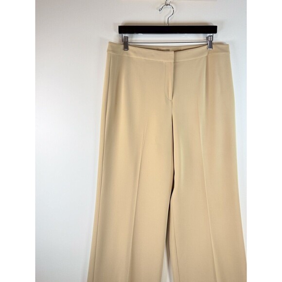 St John Women Dress Pants Beige Wide Leg Trouser High Waisted Preppy Size 14 - Picture 4 of 10